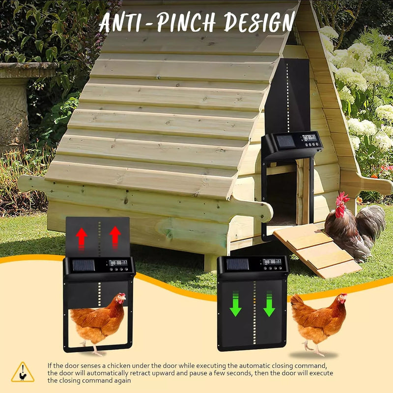 VITESSE Automatic Chicken Coop Door, Solar Powered Chicken Door with Timer & Light Sensor