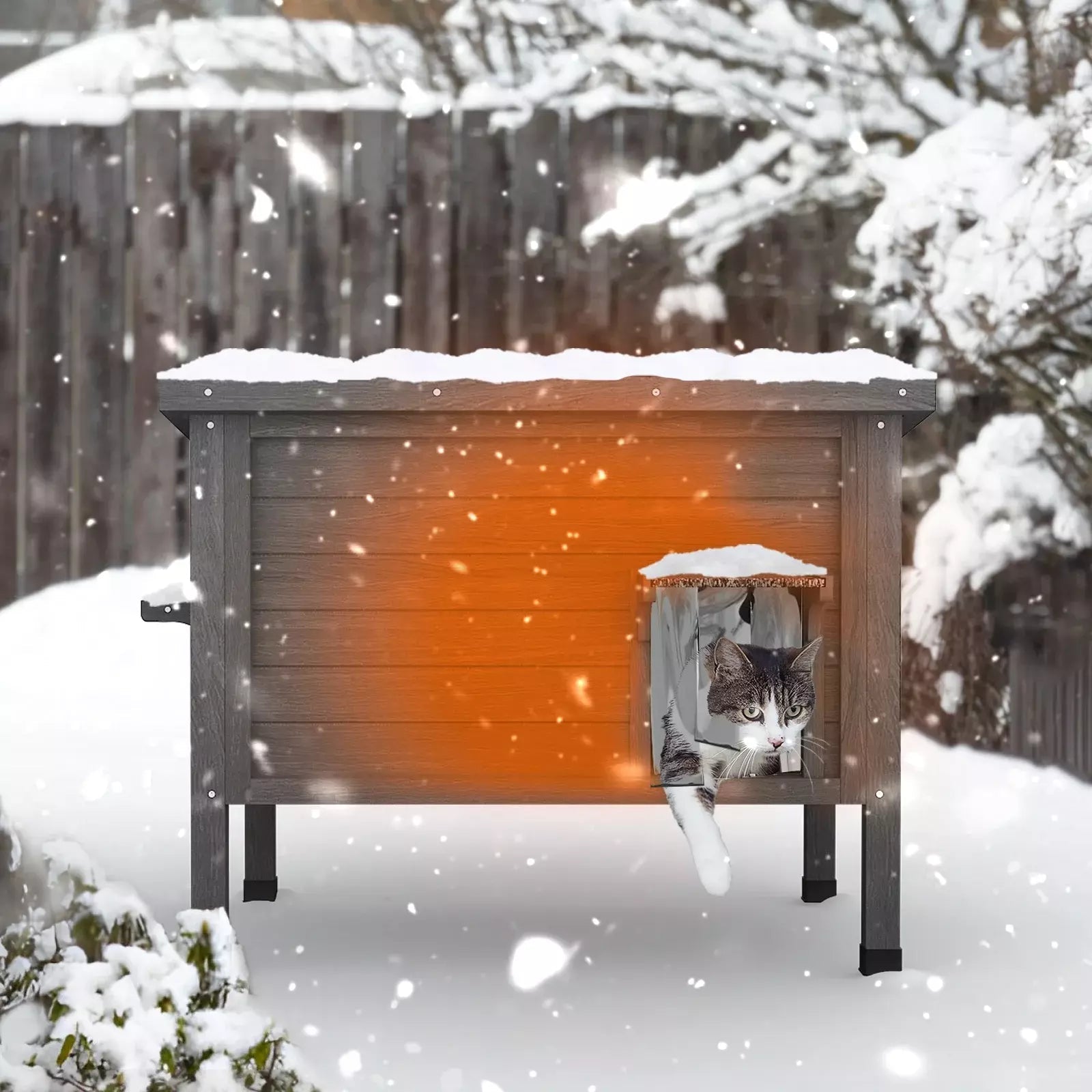 Outdoor Breathable Cat House with Escape Door