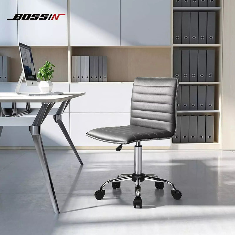 BOSSIN Mid-Back Height Adjustable Office Chair, Armless Swivel Task Chair OF05 Vitesse Home
