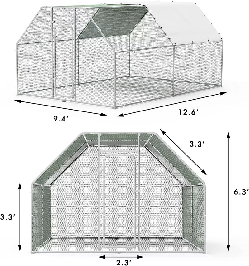 LEMBERI Large Metal Chicken Coop with Waterproof and Anti-UV Cover CC02