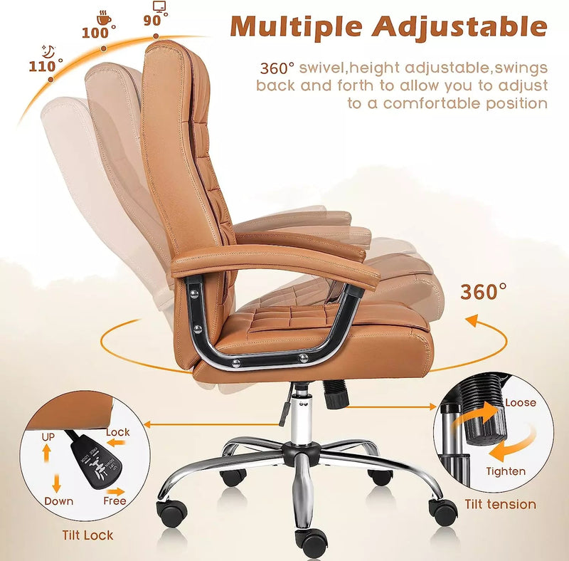 OFIKA Home Office Chair with Spring Cushion,400LBS High Back Executive Office Chair