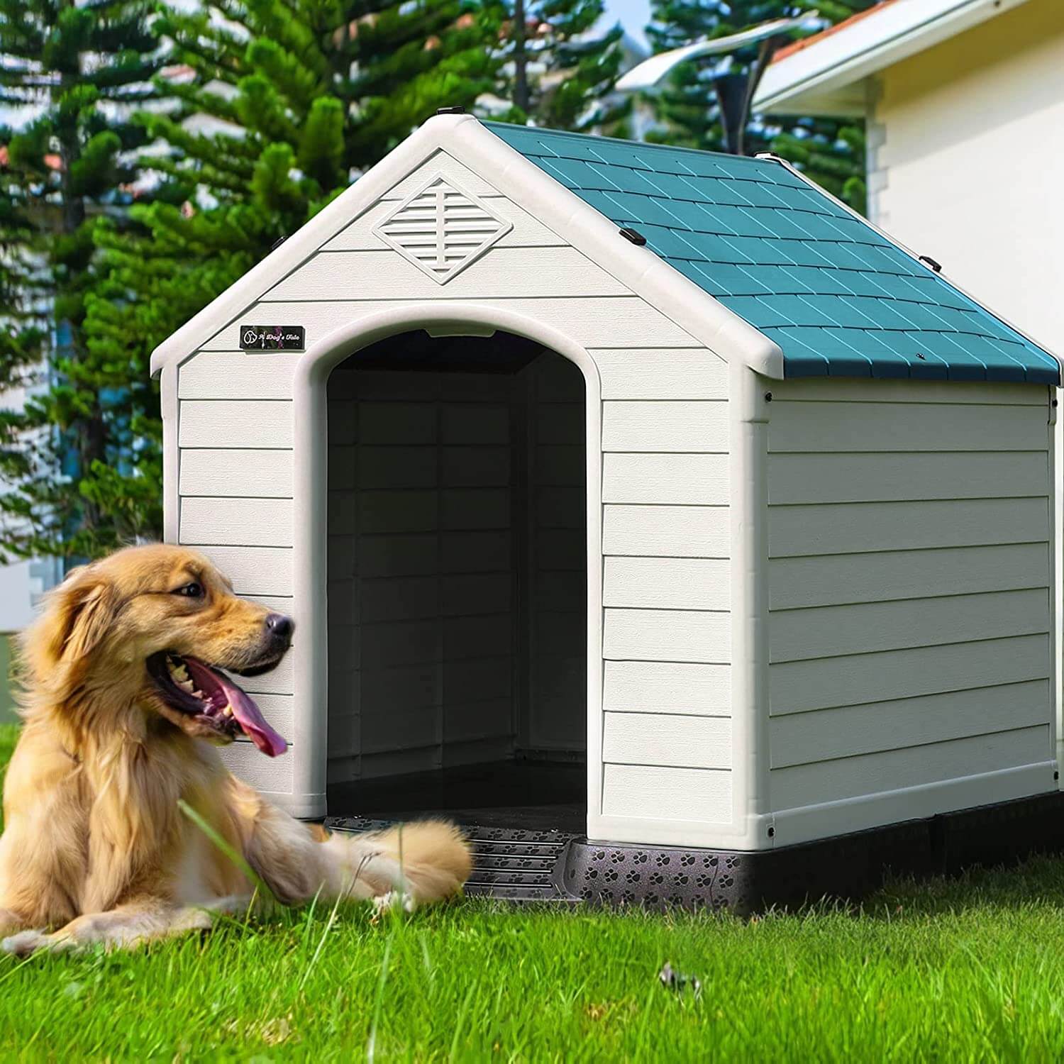 Picture Idea: Ofika Indoor Outdoor Durable Dog House With Air Vents Elevated