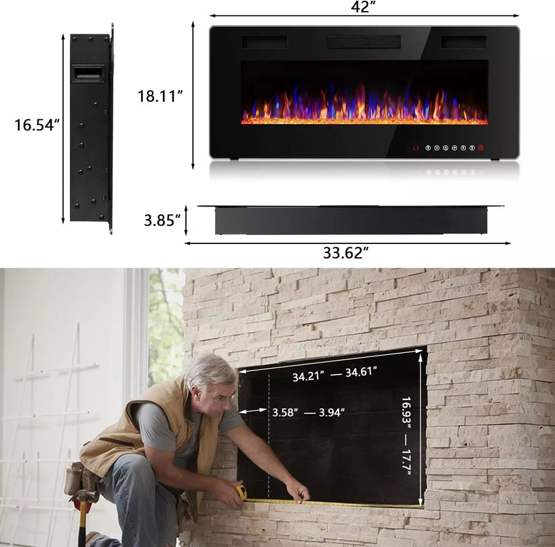 Vitesse Ultra-Thin Wall Mounted Electric Fireplace