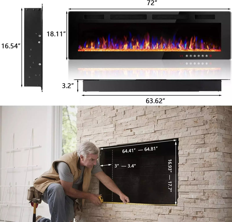 Vitesse Ultra-Thin Wall Mounted Electric Fireplace