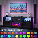 Waleaf Fireplace TV Stand with 23" Electric Fireplace, LED Lighted Entertainment Center, Adjustable Flame LED Color for TVs up to 80", White