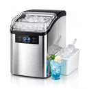BOSSIN 44lbs/24H Nugget Ice Maker Countertop with 24H Timer, 13-Level Adjustable Chewable Pellet Ice Machine with Self-Cleaning, Stainless Steel
