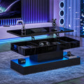 Waleaf 47.2" Large High Glossy Lift Top Coffee Table with APP LED Lights, Hidden Compartment Storage, Modern Living Room Coffee Table