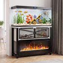 Waleaf 35 Gallon Aquarium Stand with Electric Fireplace & Power Outlet, Modern Fish Tank Stand with Storage Cabinet, Heavy Duty  Terrarium Stand & Reptile Tank Stand