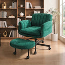 Waleaf Criss Cross Office Chair with Flip-up Armrests & 360° Swivel Footrest, Ergonomic Cross Legged Desk Chair on Wheels with Adjustable Height, Perfect ADHD Meditation Seat for Home Office (Green)