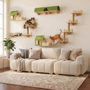Waleaf 16 Piece Cat Wall Shelves for Indoor cats,Wall Mounted Cat Climber Set with House,Tunnel,Bridge,Steps,Scratcher,Bed