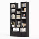 BOSSIN 65" Fireplace Bookcase with Drawers, 36" Electric Fireplace Insert, Open Display Bookshelf with 11 Storage Cubes, Modern Cabinet Organizer for Living Room, Library, Home Office