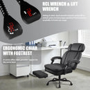 400lbs Big & Tall Office Chair with Footrest, PU Leather High back ergonomic reclining with adjustable headrest and footrest, Ideal for office or home, all day comfort