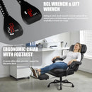 400lbs Big & Tall Office Chair with Footrest, PU Leather High back ergonomic reclining with adjustable headrest and footrest, Ideal for office or home, all day comfort