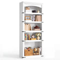 BOSSIN 5-Tier Arched Bookcase, Modern 70" Tall Wooden Bookcase with Fixed Shelves, Floor Standing Open Display Storage Cabinet for Living Room, Home Office, Bedroom