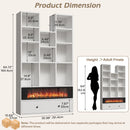 VITESSE 64.72" Modern Fireplace Bookshelf with Drawer, Tall Bookcase with 3D Realist Flame