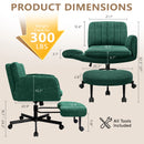 Waleaf Criss Cross Office Chair with Flip-up Armrests & 360° Swivel Footrest, Ergonomic Cross Legged Desk Chair on Wheels with Adjustable Height, Perfect ADHD Meditation Seat for Home Office (Green)