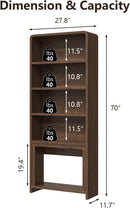 VITESSE 70" Tall Arched Cabinet, 5-Tier Arched Bookcase with Large Storage Space