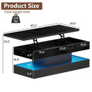 Waleaf 47.2" Large High Glossy Lift Top Coffee Table with APP LED Lights, Hidden Compartment Storage, Modern Living Room Coffee Table