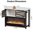 Waleaf 35 Gallon Aquarium Stand with Electric Fireplace & Power Outlet, Modern Fish Tank Stand with Storage Cabinet, Heavy Duty  Terrarium Stand & Reptile Tank Stand