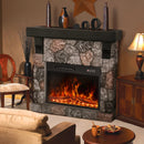 36" Electric Fireplace with Mantel, 23 inch Electric Fireplace Insert, TV Stand Freestanding Heater with Remote Control Timer LED Flame for Living Room Bedroom,Faux Stone Gray