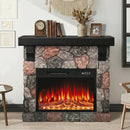 36" Electric Fireplace with Mantel, 23 inch Electric Fireplace Insert, TV Stand Freestanding Heater with Remote Control Timer LED Flame for Living Room Bedroom,Faux Stone Gray