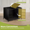 Waleaf Heavy Duty Indestructible Dog Crate with Locking Wheels,High Anxiety Enclosed Design Large Dog Cage for Large Dogs,Escape Proof&Removable Tray