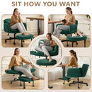 Waleaf Criss Cross Office Chair with Flip-up Armrests & 360° Swivel Footrest, Ergonomic Cross Legged Desk Chair on Wheels with Adjustable Height, Perfect ADHD Meditation Seat for Home Office (Green)