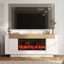 Waleaf 70" TV Stand with 36" Fireplace, Modern Farmhouse Entertainment Center for 80" TV, Media Console Table with Side Cabinets & Hidden Storage, Living Room, Bedroom