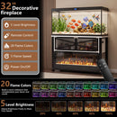 Waleaf 35 Gallon Aquarium Stand with Electric Fireplace & Power Outlet, Modern Fish Tank Stand with Storage Cabinet, Heavy Duty  Terrarium Stand & Reptile Tank Stand