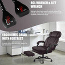 400lbs Big & Tall Office Chair with Footrest, PU Leather High back ergonomic reclining with adjustable headrest and footrest, Ideal for office or home, all day comfort