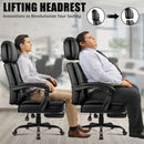 400lbs Big & Tall Office Chair with Footrest, PU Leather High back ergonomic reclining with adjustable headrest and footrest, Ideal for office or home, all day comfort