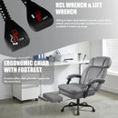 400lbs Big & Tall Office Chair with Footrest, PU Leather High back ergonomic reclining with adjustable headrest and footrest, Ideal for office or home, all day comfort