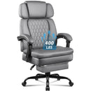 400lbs Big & Tall Office Chair with Footrest, PU Leather High back ergonomic reclining with adjustable headrest and footrest, Ideal for office or home, all day comfort