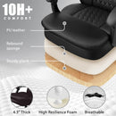 400lbs Big & Tall Office Chair with Footrest, PU Leather High back ergonomic reclining with adjustable headrest and footrest, Ideal for office or home, all day comfort