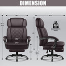 400lbs Big & Tall Office Chair with Footrest, PU Leather High back ergonomic reclining with adjustable headrest and footrest, Ideal for office or home, all day comfort