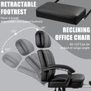 400lbs Big & Tall Office Chair with Footrest, PU Leather High back ergonomic reclining with adjustable headrest and footrest, Ideal for office or home, all day comfort