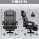 400lbs Big & Tall Office Chair with Footrest, PU Leather High back ergonomic reclining with adjustable headrest and footrest, Ideal for office or home, all day comfort