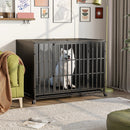 42/48 inch Heavy Duty Indestructible Dog Crate, Escape Proof Dog Cage with Enclosed Design, High Anxiety Dog Crate for Large Dogs, Lockable Wheels and Removable Trays