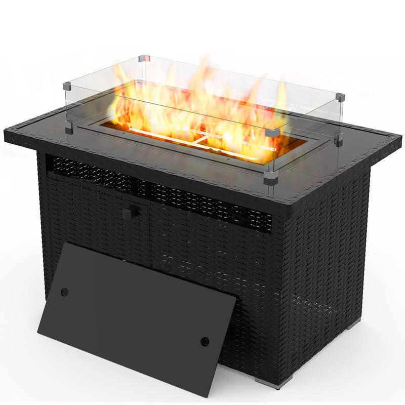 44 Inch Propane Gas Fire Pit Table With Waterproof Cover