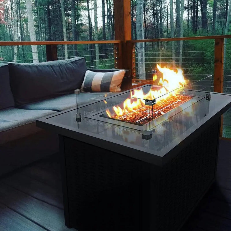 44 Inch Propane Gas Fire Pit Table With Waterproof Cover