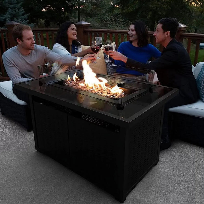 44 Inch Propane Gas Fire Pit Table With Waterproof Cover