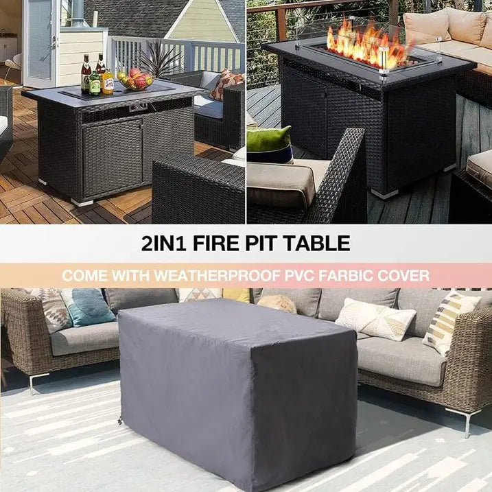 44 Inch Propane Gas Fire Pit Table With Waterproof Cover