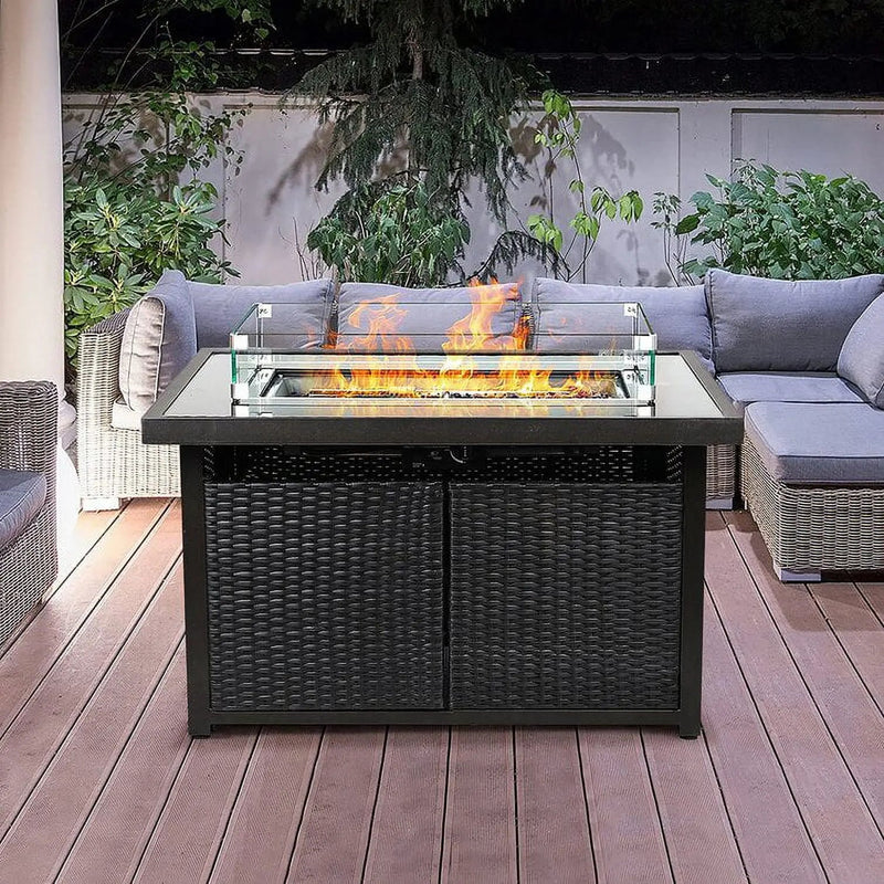 44 Inch Propane Gas Fire Pit Table With Waterproof Cover