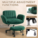 Waleaf Criss Cross Office Chair with Flip-up Armrests & 360° Swivel Footrest, Ergonomic Cross Legged Desk Chair on Wheels with Adjustable Height, Perfect ADHD Meditation Seat for Home Office (Green)