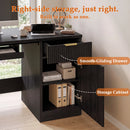 Waleaf 55" Computer Desk with Drawers & Storage Shelves, Modern Home Office Desk with Keyboard Tray, Sturdy Wood Study Writing Desk for Bedroom Living Room
