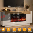 Waleaf 70" TV Stand with 36" Fireplace, Modern Farmhouse Entertainment Center for 80" TV, Media Console Table with Side Cabinets & Hidden Storage, Living Room, Bedroom