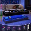 Waleaf 47.2" Large High Glossy Lift Top Coffee Table with APP LED Lights, Hidden Compartment Storage, Modern Living Room Coffee Table