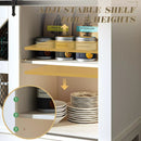 55" Coffee Bar Cabinet with LED Lights, Farmhouse Wine Bar Cabinet for Home with Wine Glass Rack