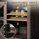 55" Coffee Bar Cabinet with LED Lights, Farmhouse Wine Bar Cabinet for Home with Wine Glass Rack