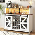 55" Farmhouse Coffee Bar Cabinet with LED Lights